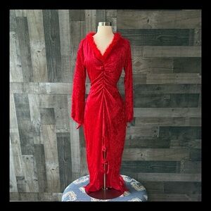 Red velvet sexy devil dress medium feather boa Halloween costume trick or treat